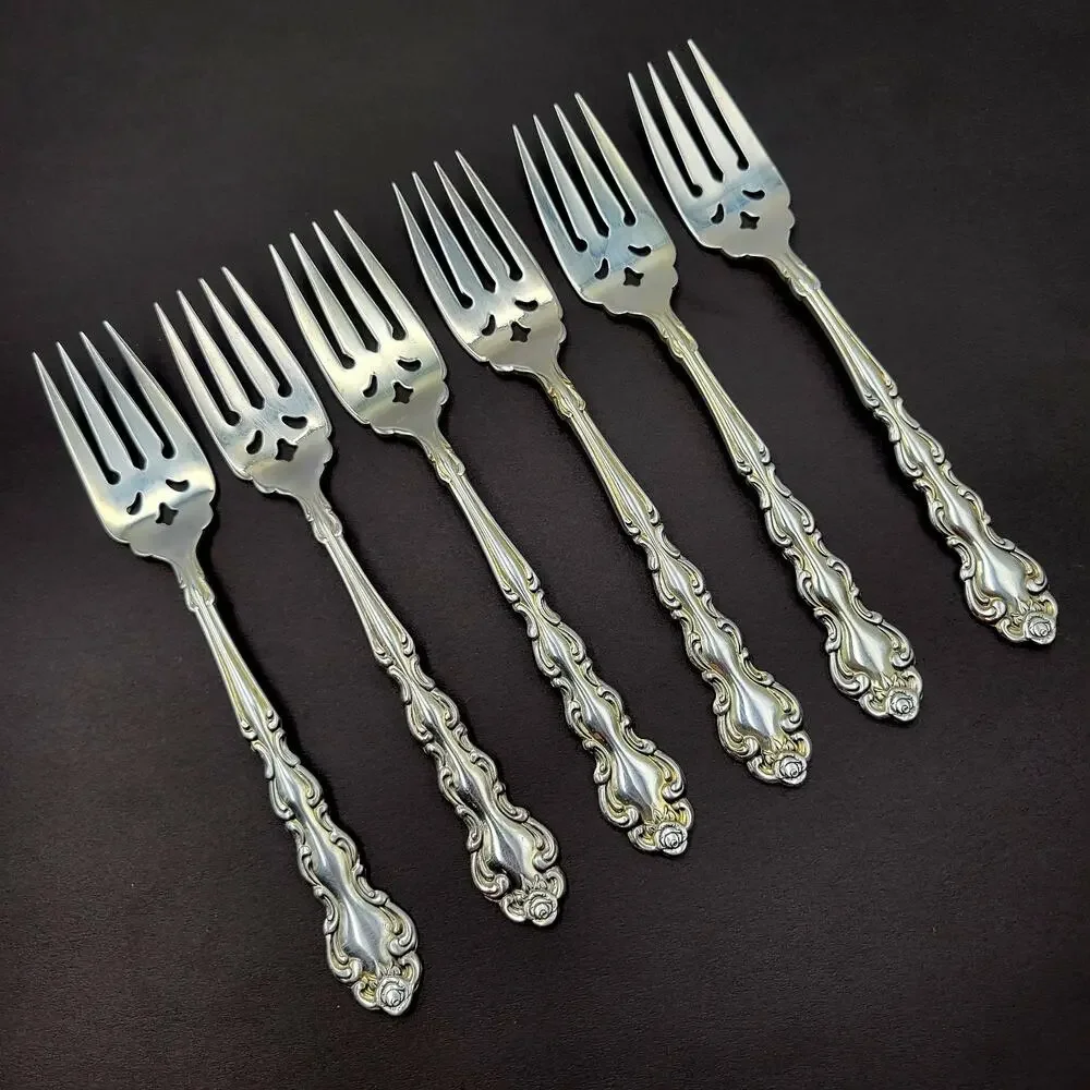 ONEIDA Community Beethoven Silverplate Baroque Salad Fork Vintage Set 6